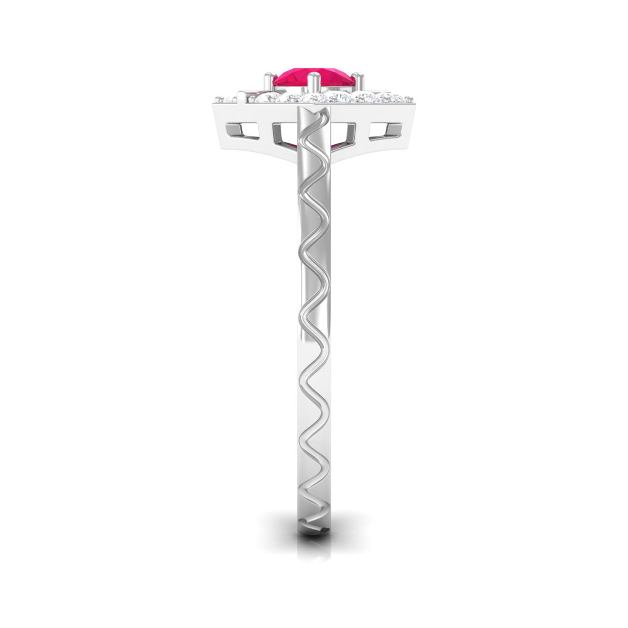 Minimal Ruby and Diamond Textured Ring AAA - Rosec Jewels