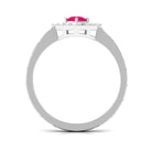 Minimal Ruby and Diamond Textured Ring AAA - Rosec Jewels