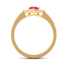 Minimal Ruby and Diamond Textured Ring AAA - Rosec Jewels