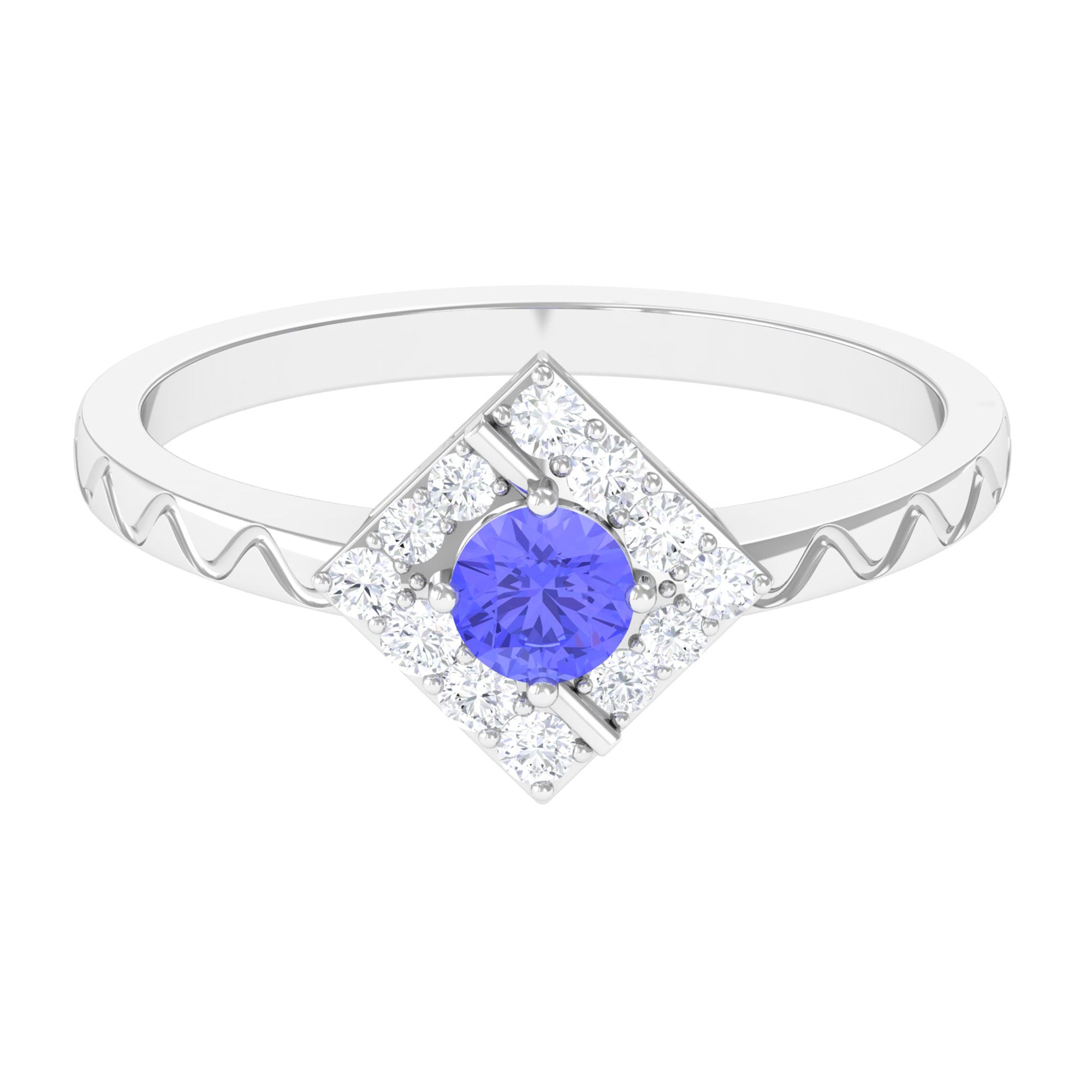 3/4 CT Minimal Tanzanite and Diamond Ring AAA - Rosec Jewels