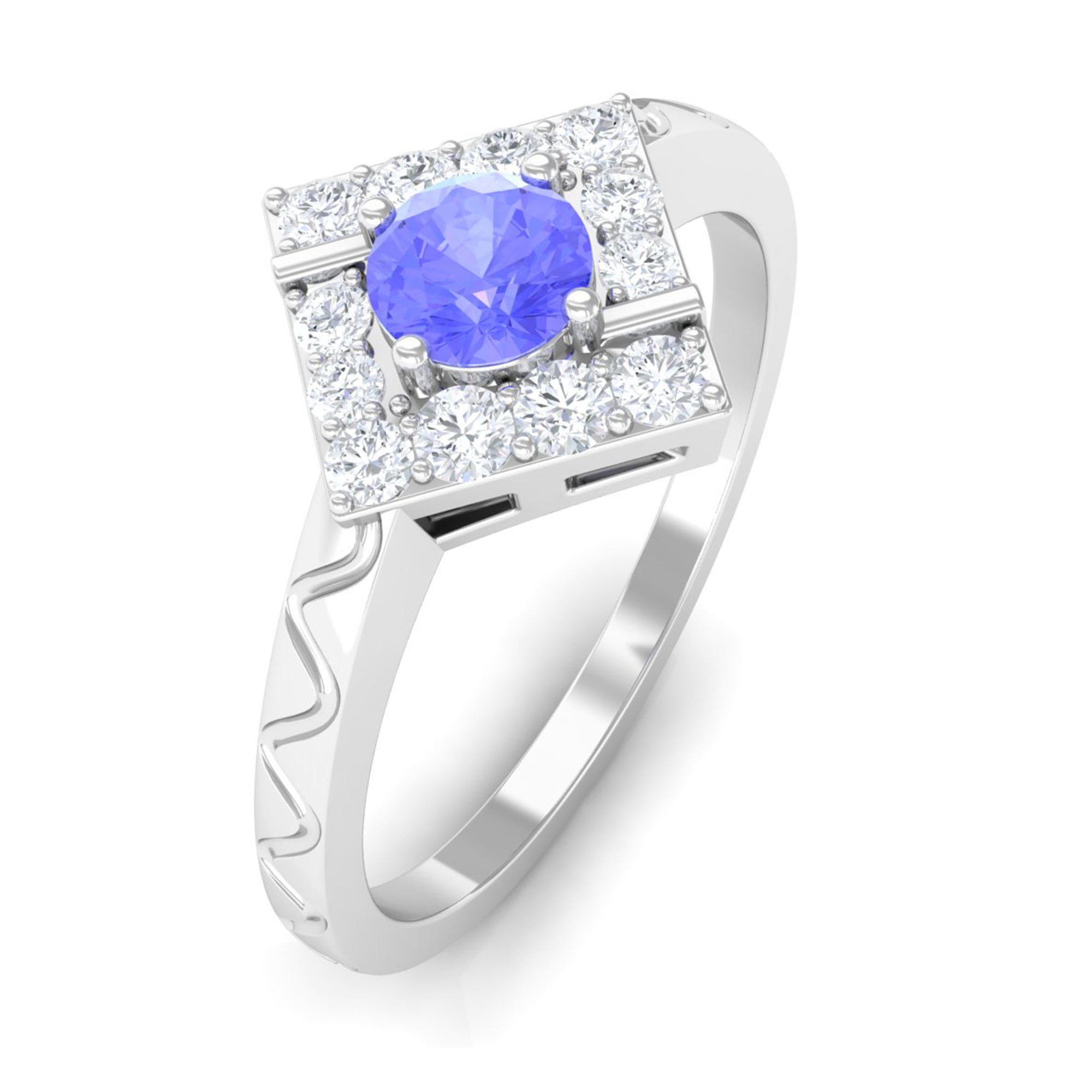 3/4 CT Minimal Tanzanite and Diamond Ring AAA - Rosec Jewels