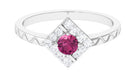 Rosec Jewels-Minimal Pink Tourmaline Textured Ring with Diamond