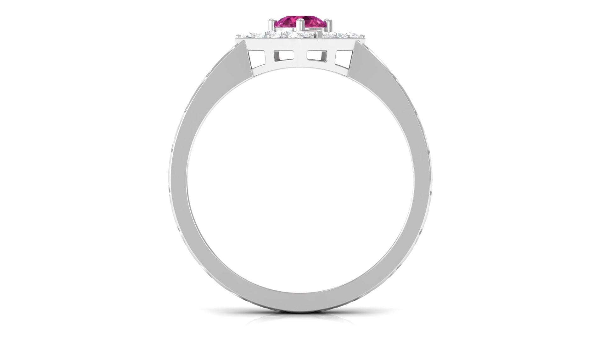 Rosec Jewels-Minimal Pink Tourmaline Textured Ring with Diamond