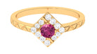 Rosec Jewels-Minimal Pink Tourmaline Textured Ring with Diamond