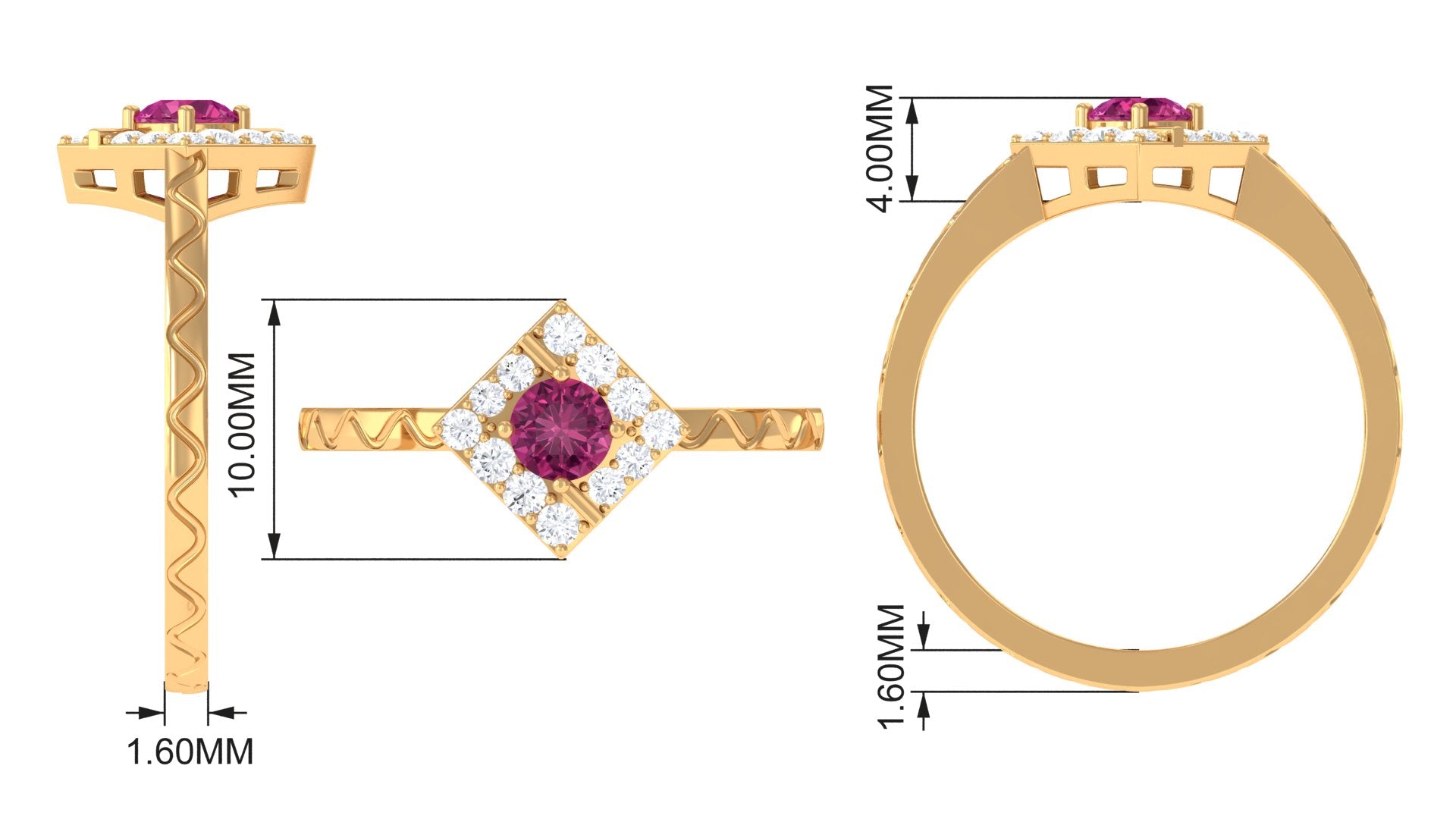 Rosec Jewels-Minimal Pink Tourmaline Textured Ring with Diamond