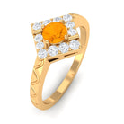 1/2 Carat Minimal Fire Opal and Diamond Textured Ring AAA - Rosec Jewels