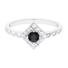 3/4 CT Black Spinel and Diamond Textured Ring AAA - Rosec Jewels