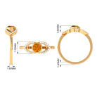 0.75 CT Split Shank Citrine Solitaire Ring with Diamond Accent AAA - Rosec Jewels