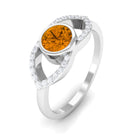 0.75 CT Split Shank Citrine Solitaire Ring with Diamond Accent AAA - Rosec Jewels