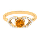 0.75 CT Split Shank Citrine Solitaire Ring with Diamond Accent AAA - Rosec Jewels