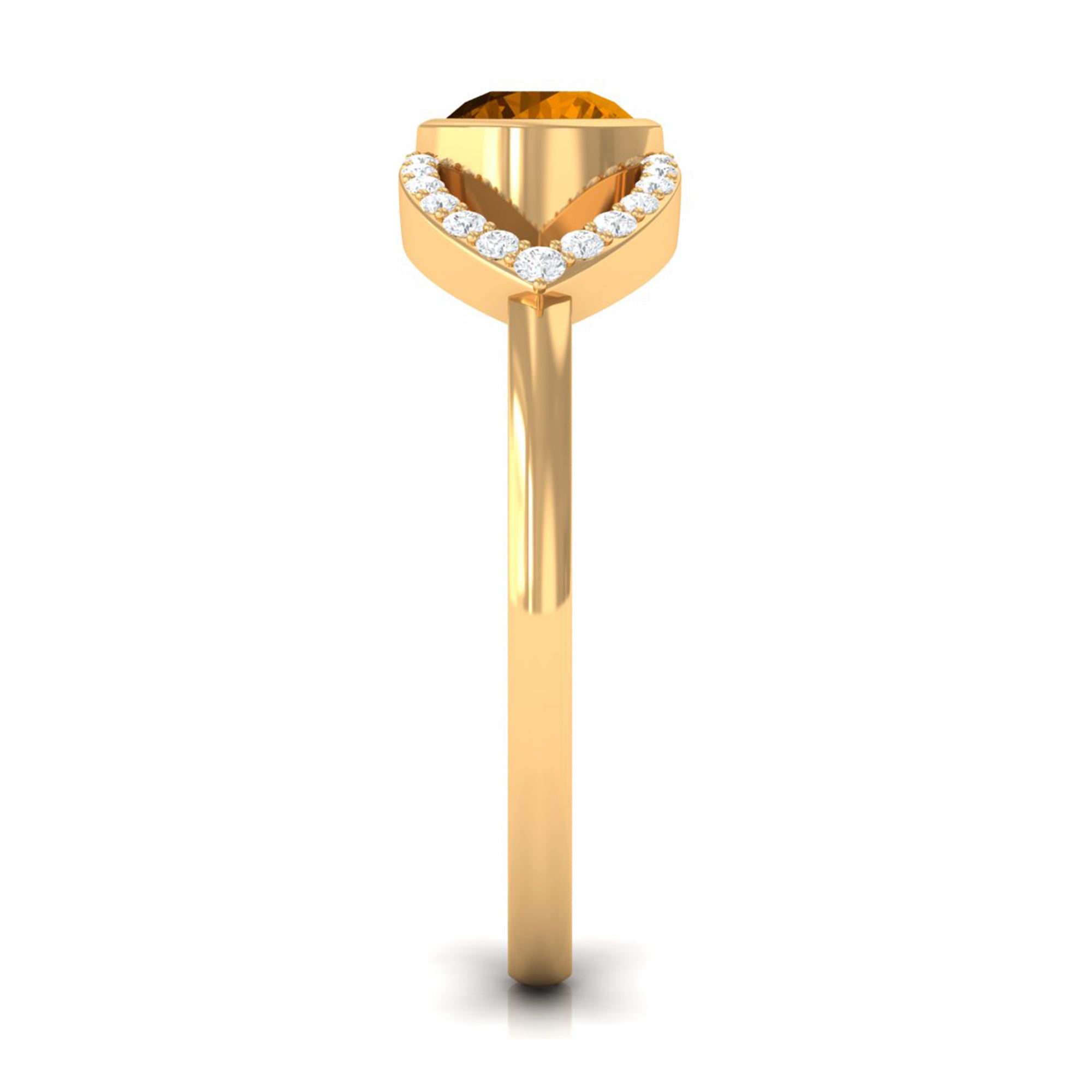 0.75 CT Split Shank Citrine Solitaire Ring with Diamond Accent AAA - Rosec Jewels