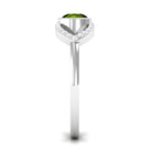 0.75 CT Split Shank Peridot Solitaire Ring with Diamond Accent AAA - Rosec Jewels