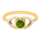 0.75 CT Split Shank Peridot Solitaire Ring with Diamond Accent AAA - Rosec Jewels