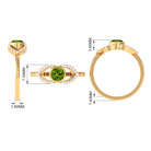 0.75 CT Split Shank Peridot Solitaire Ring with Diamond Accent AAA - Rosec Jewels