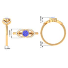 Bezel Set Tanzanite Solitaire Split Shank Ring with Diamond AAA - Rosec Jewels