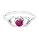 Pink Tourmaline Solitaire Split Shank Ring with Diamond AAA - Rosec Jewels