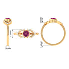 Pink Tourmaline Solitaire Split Shank Ring with Diamond AAA - Rosec Jewels