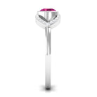Pink Tourmaline Solitaire Split Shank Ring with Diamond AAA - Rosec Jewels
