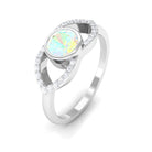 3/4 CT Bezel Set Ethiopian Opal Split Shank Engagement Ring with Diamond Accent Ethiopian Opal - ( AAA ) - Quality - Rosec Jewels