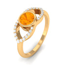 3/4 Ct Fire Opal and Diamond Split Shank Engagement Ring AAA - Rosec Jewels