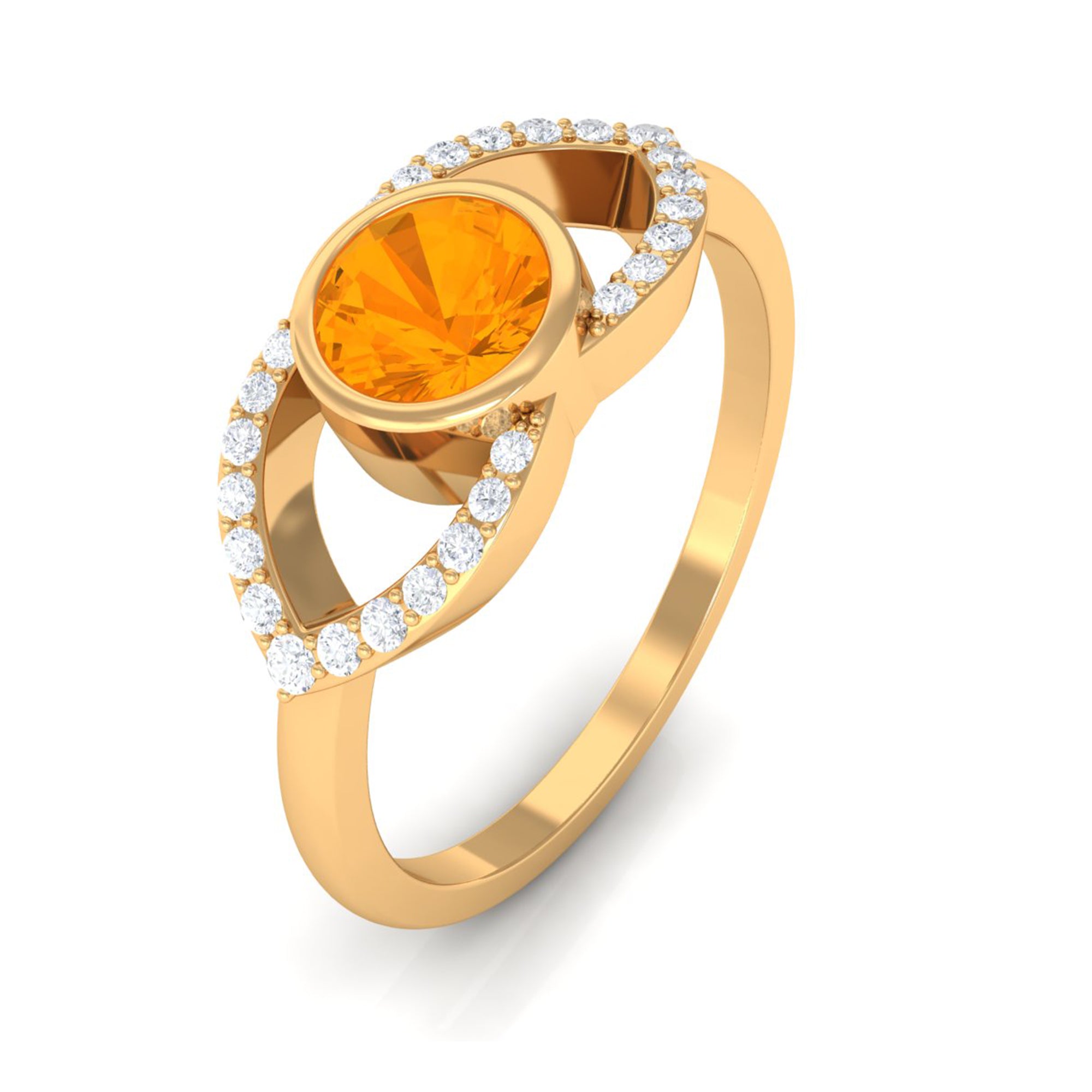 3/4 Ct Fire Opal and Diamond Split Shank Engagement Ring AAA - Rosec Jewels