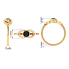 Bezel Set Solitaire Black Spinel and Diamond Ring in Split Shank AAA - Rosec Jewels