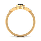 Bezel Set Solitaire Black Spinel and Diamond Ring in Split Shank AAA - Rosec Jewels