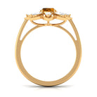 1 Carat Oval Cut Citrine Flower Engagement Ring with Diamond Stones AAA - Rosec Jewels