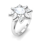 Rosec Jewels-Oval Cut Moonstone and Diamond Flower Cocktail Ring