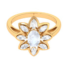 Rosec Jewels-Oval Cut Moonstone and Diamond Flower Cocktail Ring
