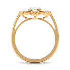 Rosec Jewels-Oval Cut Moonstone and Diamond Flower Cocktail Ring