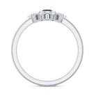 5mm Round London Blue Topaz Flower Ring with Diamond AAA - Rosec Jewels