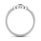 Bezel Set Amethyst Statement Ring with Diamond AAA - Rosec Jewels