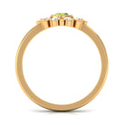 0.50 CT Natural Peridot Statement Ring with Diamond Stones AAA - Rosec Jewels