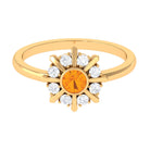 1/2 Carat Bezel Set Fire Opal Statement Ring with Diamond AAA - Rosec Jewels
