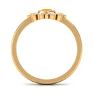 1/2 Carat Bezel Set Fire Opal Statement Ring with Diamond AAA - Rosec Jewels