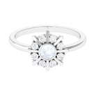 3/4 Carat Bezel Set Moonstone and Diamond Statement Ring AAA - Rosec Jewels