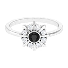 3/4 CT Black Spinel and Diamond Statement Ring AAA - Rosec Jewels