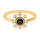 3/4 CT Black Spinel and Diamond Statement Ring AAA - Rosec Jewels