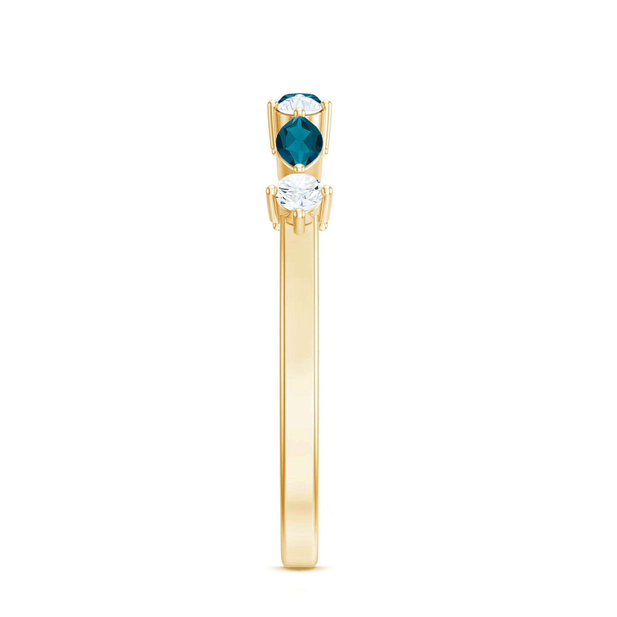 Rosec Jewels-Marquise London Blue Topaz Stackable Eternity Band with Diamond