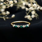 Rosec Jewels-Genuine Emerald and Diamond Minimalist Half Eternity Ring