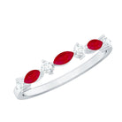 Rosec Jewels-Natural Marquise Ruby Diamond Half Eternity Ring for Anniversary