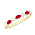Rosec Jewels-Natural Marquise Ruby Diamond Half Eternity Ring for Anniversary