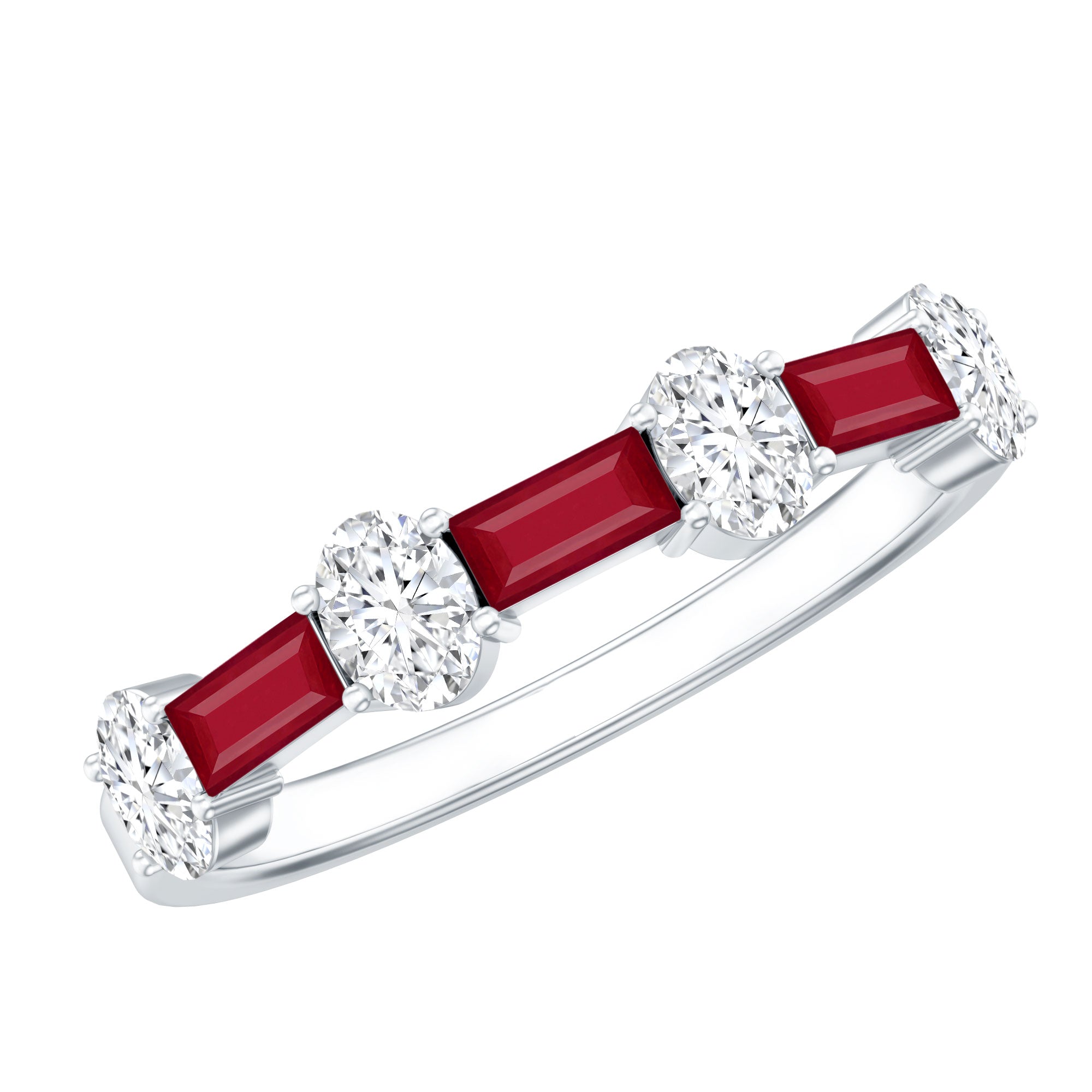 Rosec Jewels-Ruby and Lab Grown Diamond Half Eternity Ring
