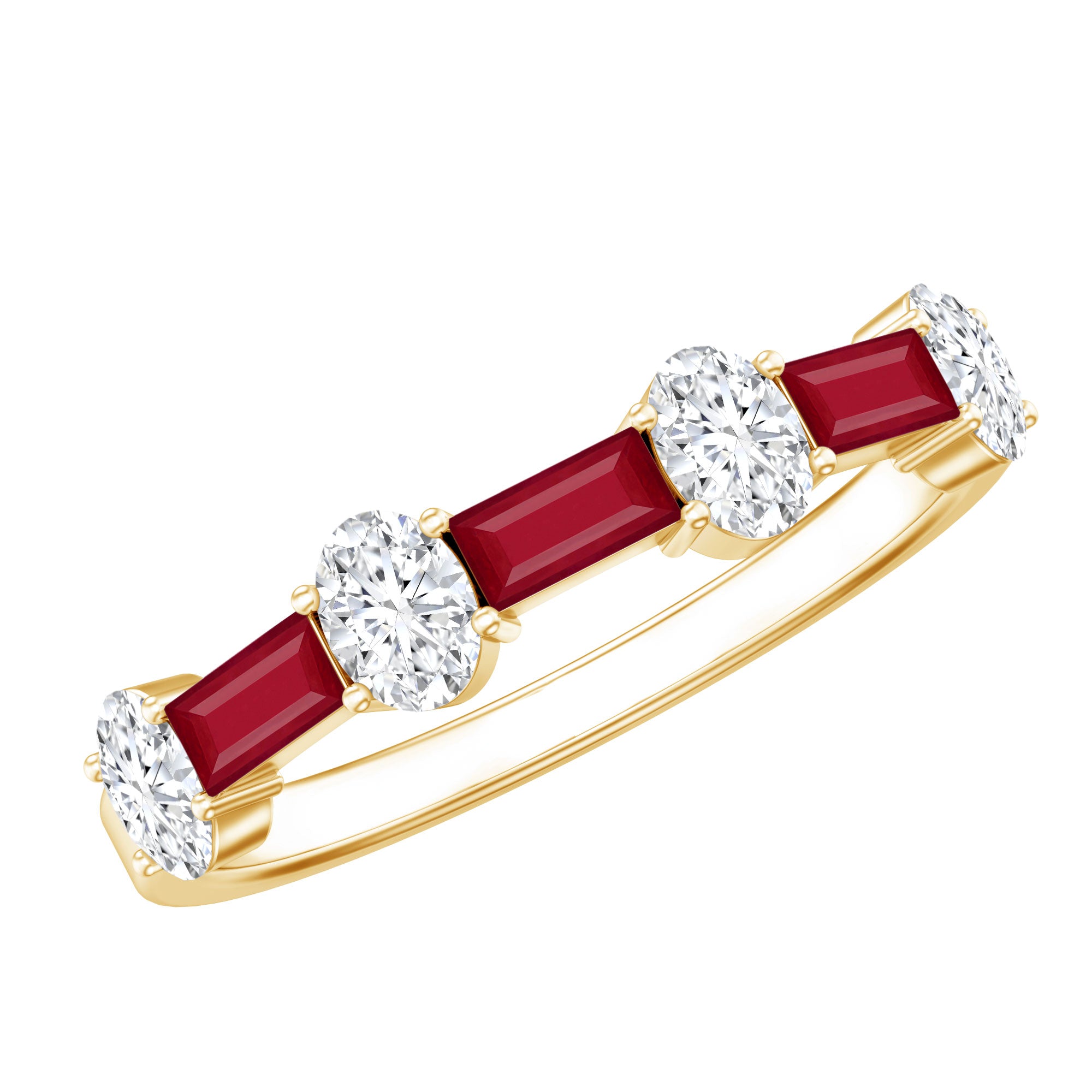 Rosec Jewels-Ruby and Lab Grown Diamond Half Eternity Ring