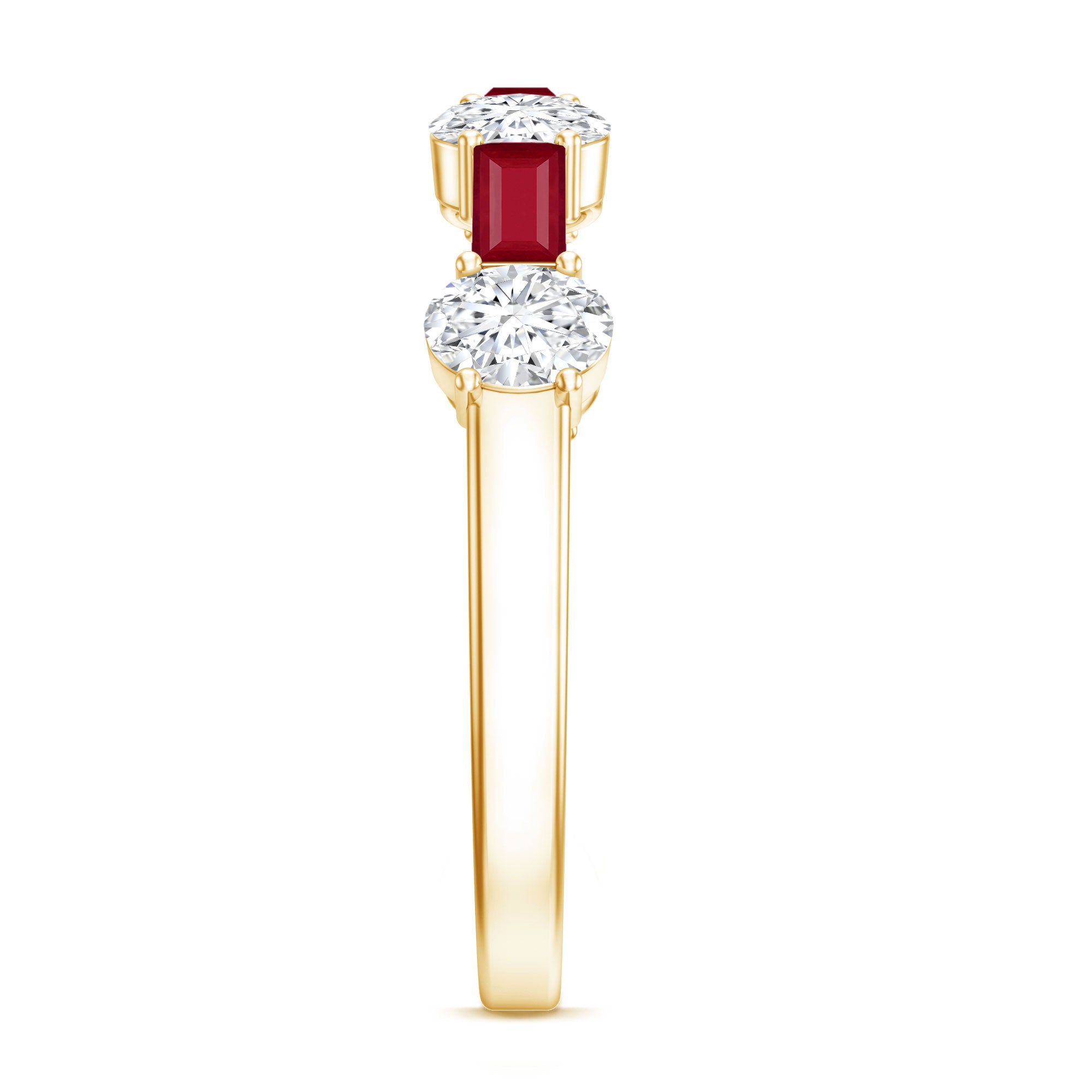 Rosec Jewels-Ruby and Lab Grown Diamond Half Eternity Ring