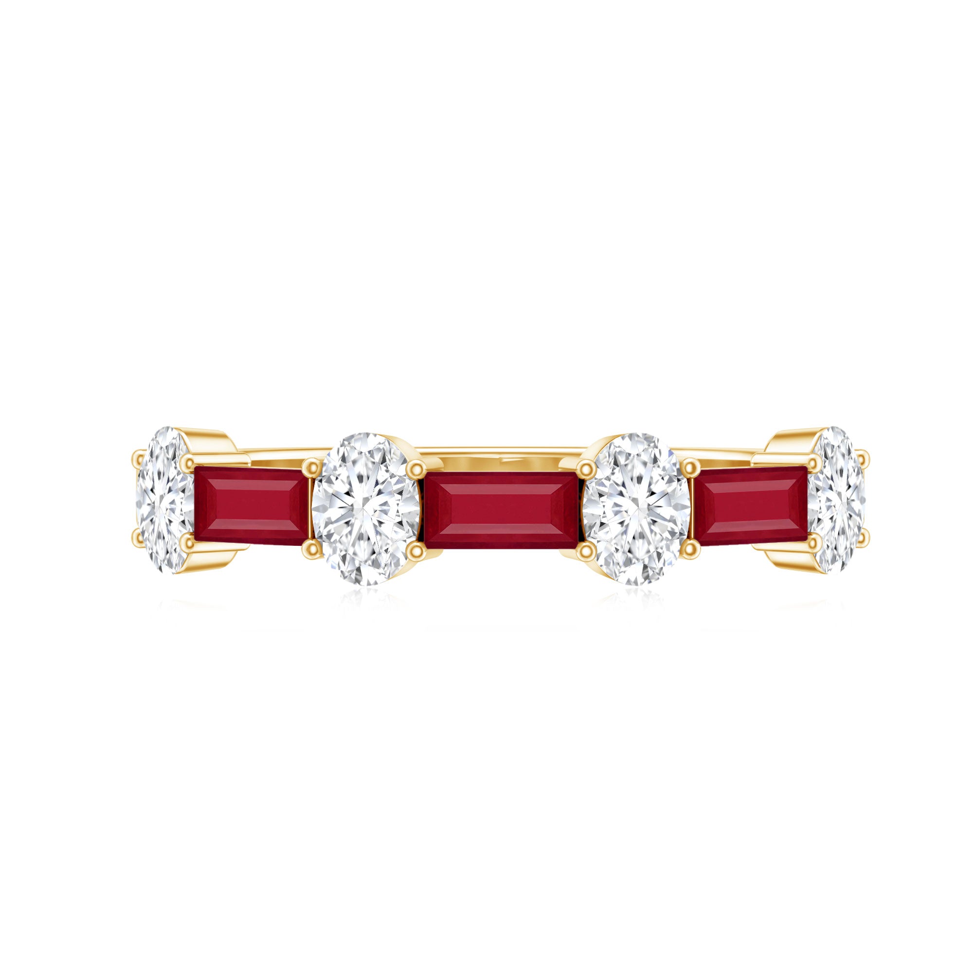 Rosec Jewels-Ruby and Lab Grown Diamond Half Eternity Ring