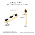 Certified Black Spinel and Moissanite Half Eternity Band Ring AAA - Rosec Jewels