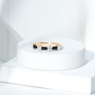 Certified Black Spinel and Moissanite Half Eternity Band Ring AAA - Rosec Jewels