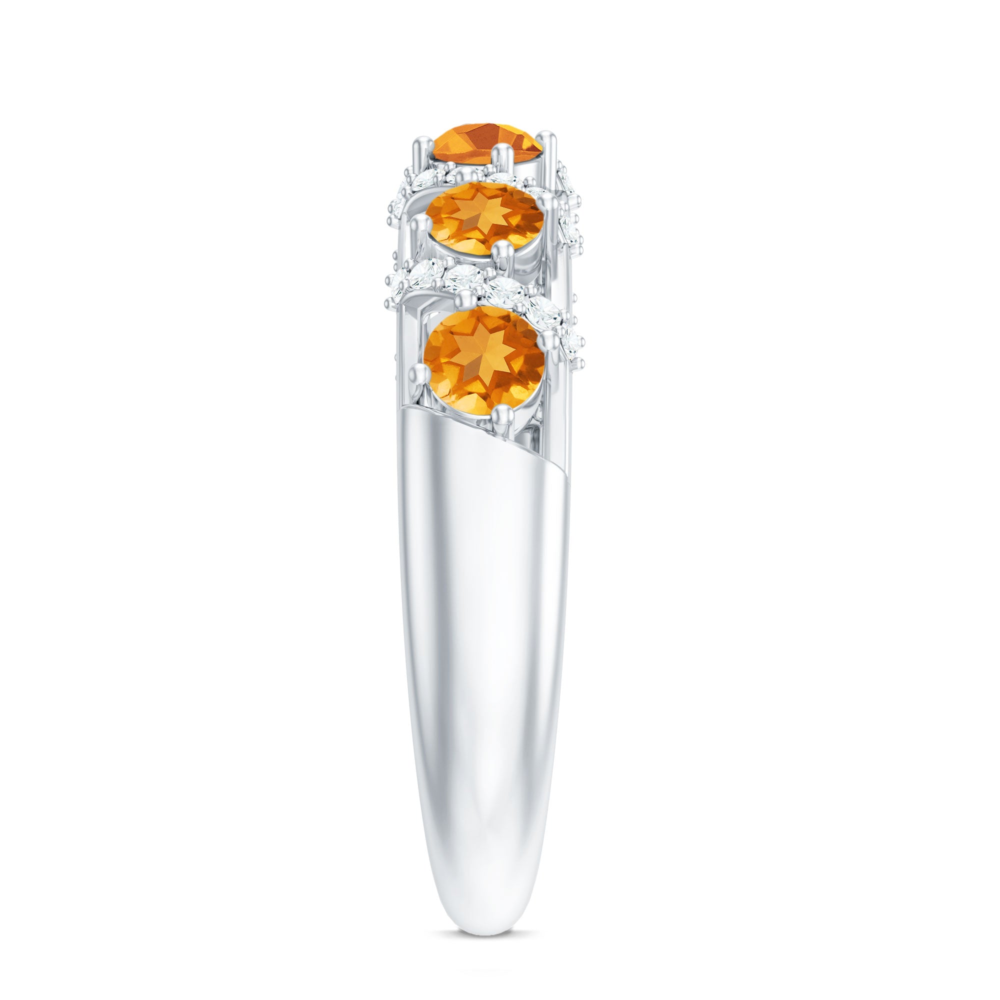 Natural Citrine Diamond Half Eternity Wedding Anniversary Ring AAA - Rosec Jewels